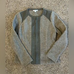 Pendleton 100% Lambs Wool Cardigan Sweater Gray Womens medium full zip